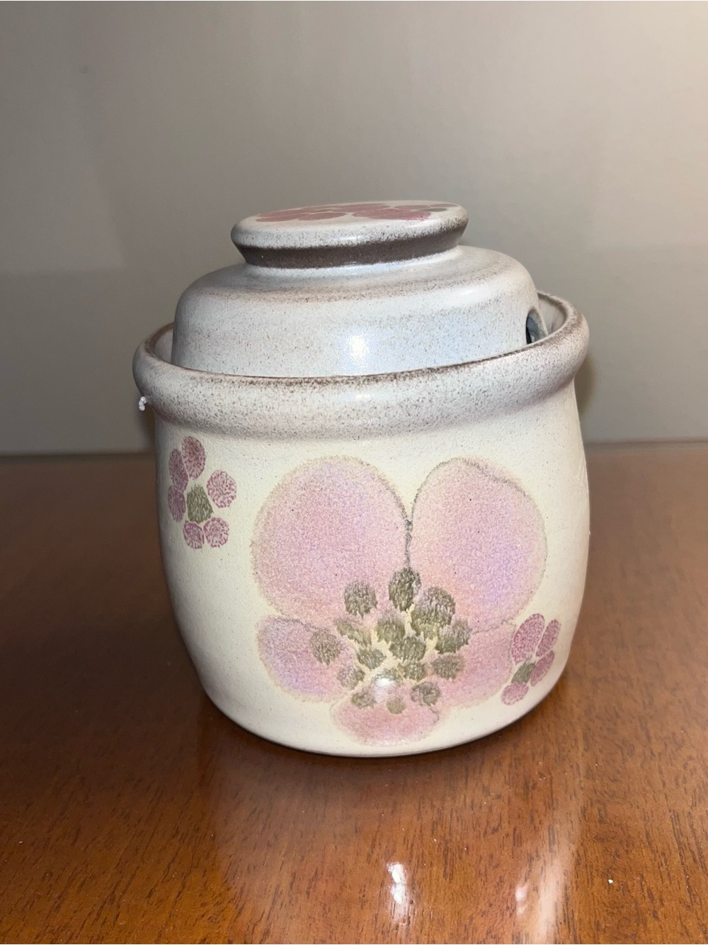 Denby Langley Stoneware Sugar Bowl "Gypsy" pattern floral design Jam/  mustard